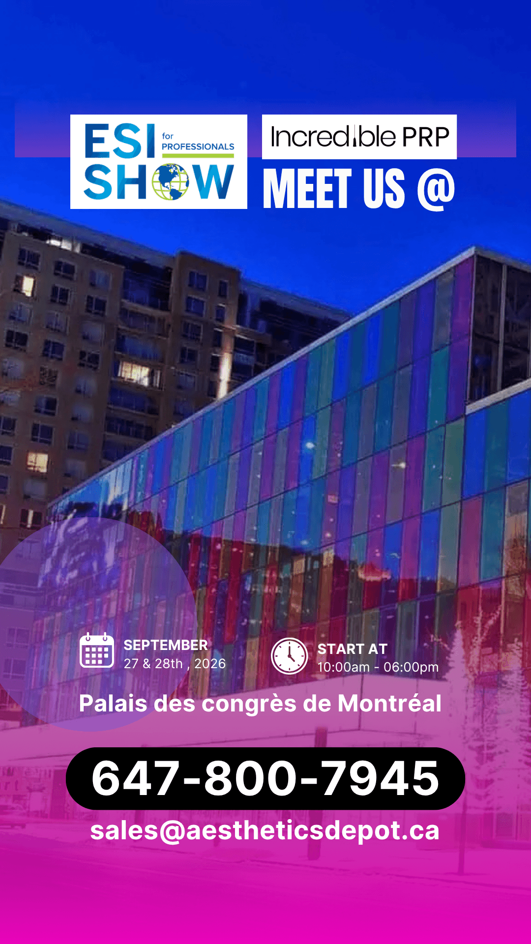 ESI SHOW Montreal 2026 mob 2 Aesthetics Depot