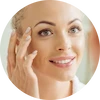 Woman touching smooth skin after mesotherapy